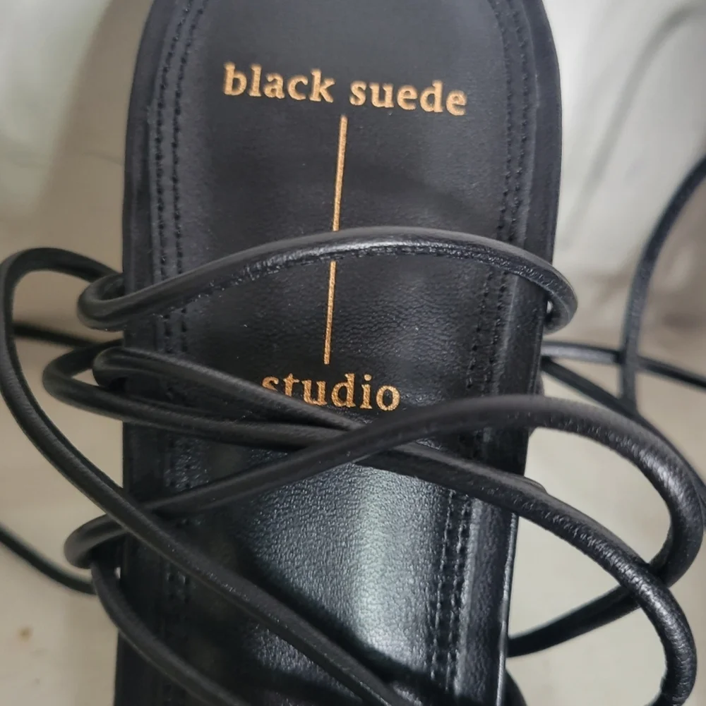 BLACK SUEDE STUDIO Leandra Lace Up Leather Sandals SZ 41